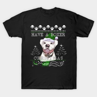 White Boxer Dog Christmas Sweater T-Shirt